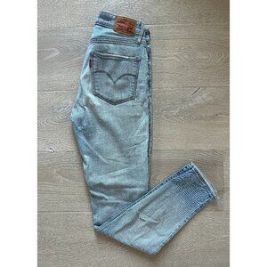 Levi's "721 High Rise Skinny" Distressed Light Blue Jeans